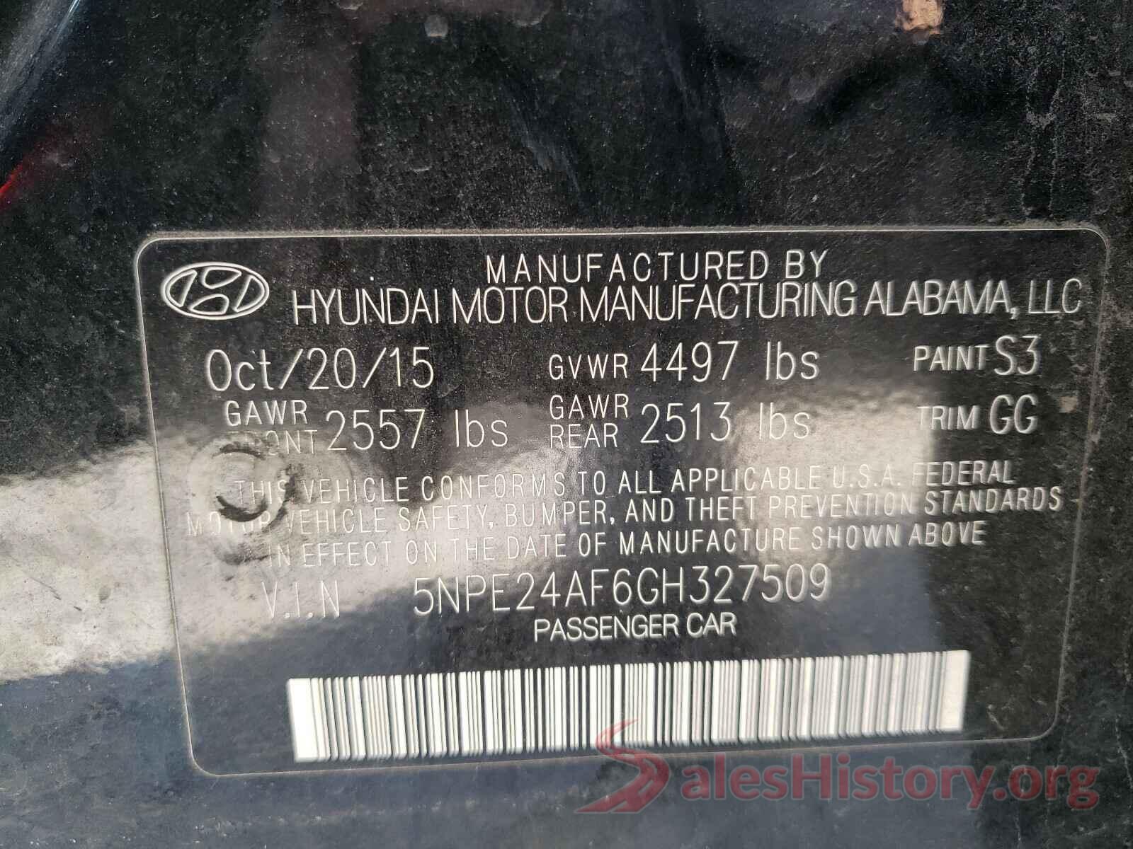 5NPE24AF6GH327509 2016 HYUNDAI SONATA