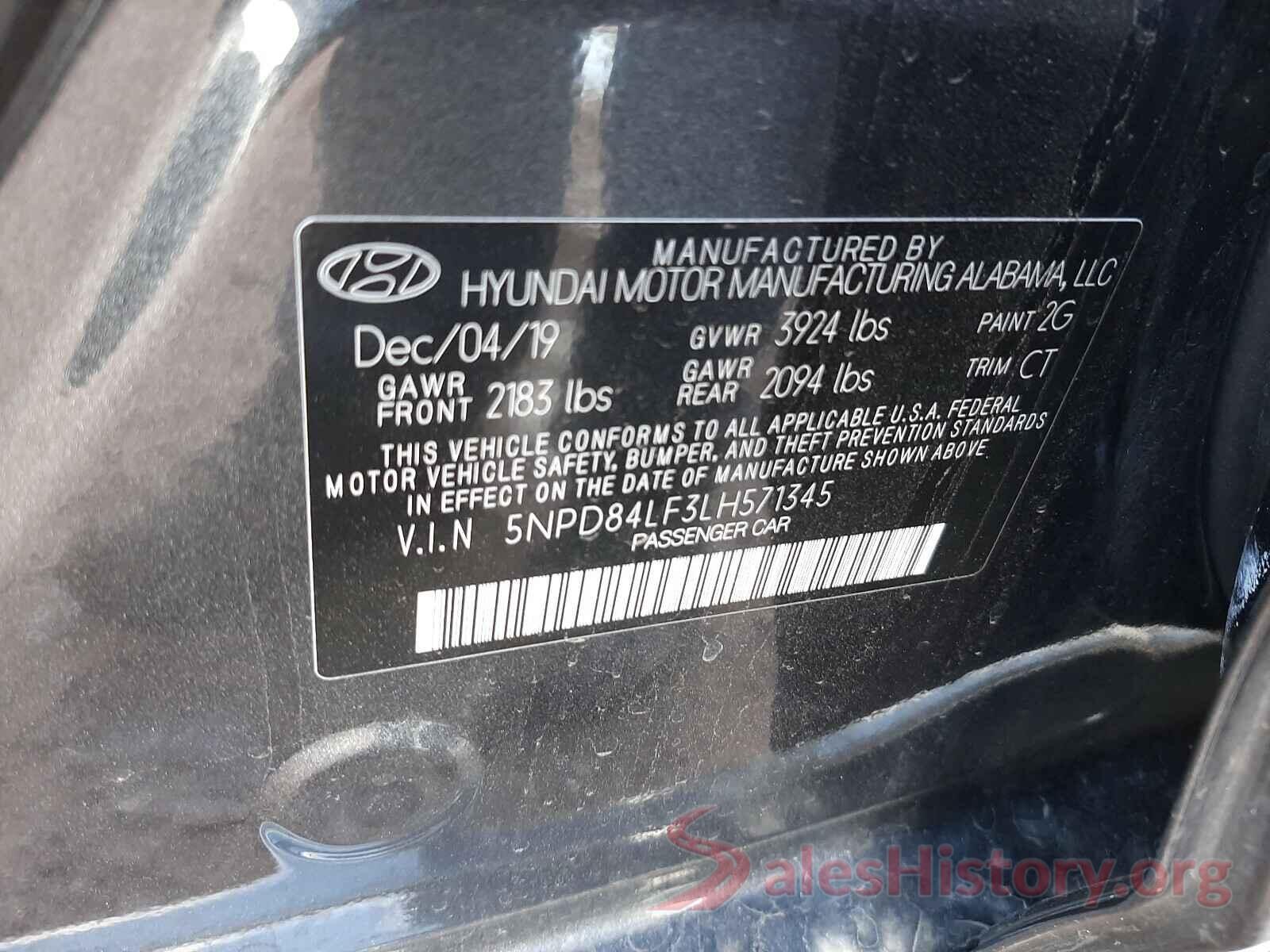 5NPD84LF3LH571345 2020 HYUNDAI ELANTRA