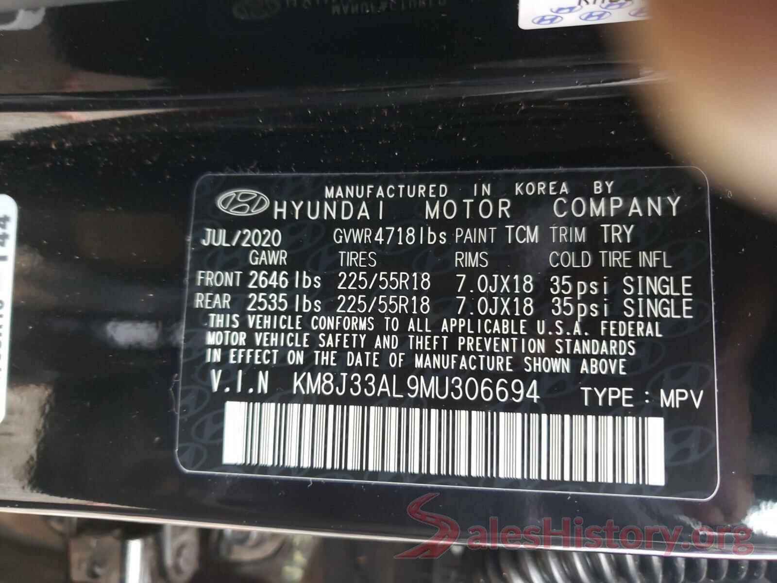 KM8J33AL9MU306694 2021 HYUNDAI TUCSON