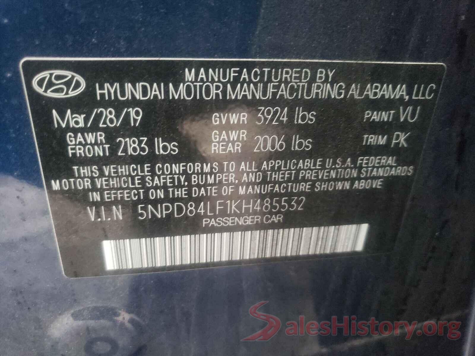 5NPD84LF1KH485532 2019 HYUNDAI ELANTRA