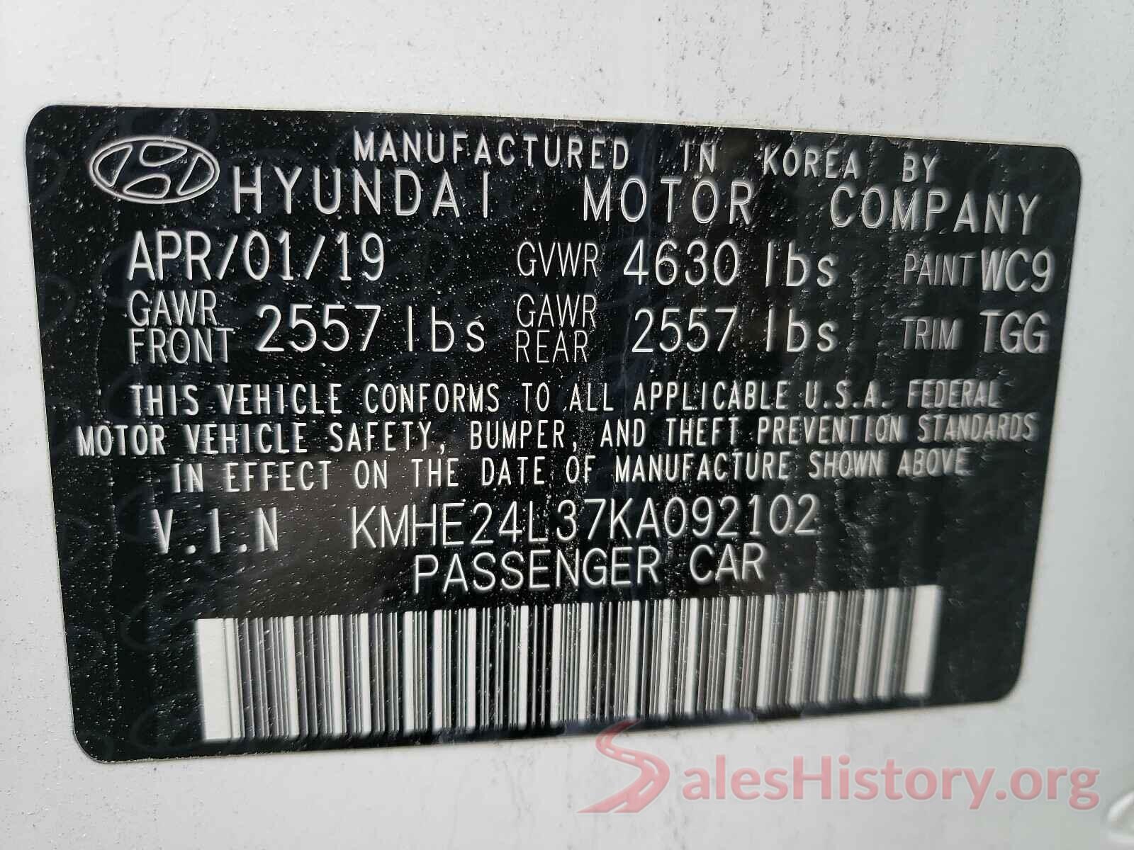 KMHE24L37KA092102 2019 HYUNDAI SONATA