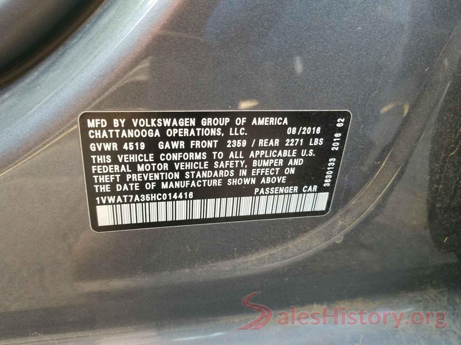 1VWAT7A35HC014416 2017 VOLKSWAGEN PASSAT