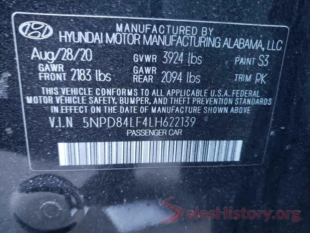 5NPD84LF4LH622139 2020 HYUNDAI ELANTRA