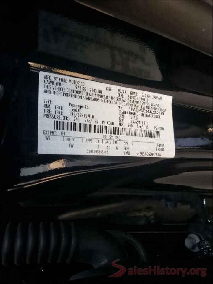 1FADP3E24JL292878 2018 FORD FOCUS