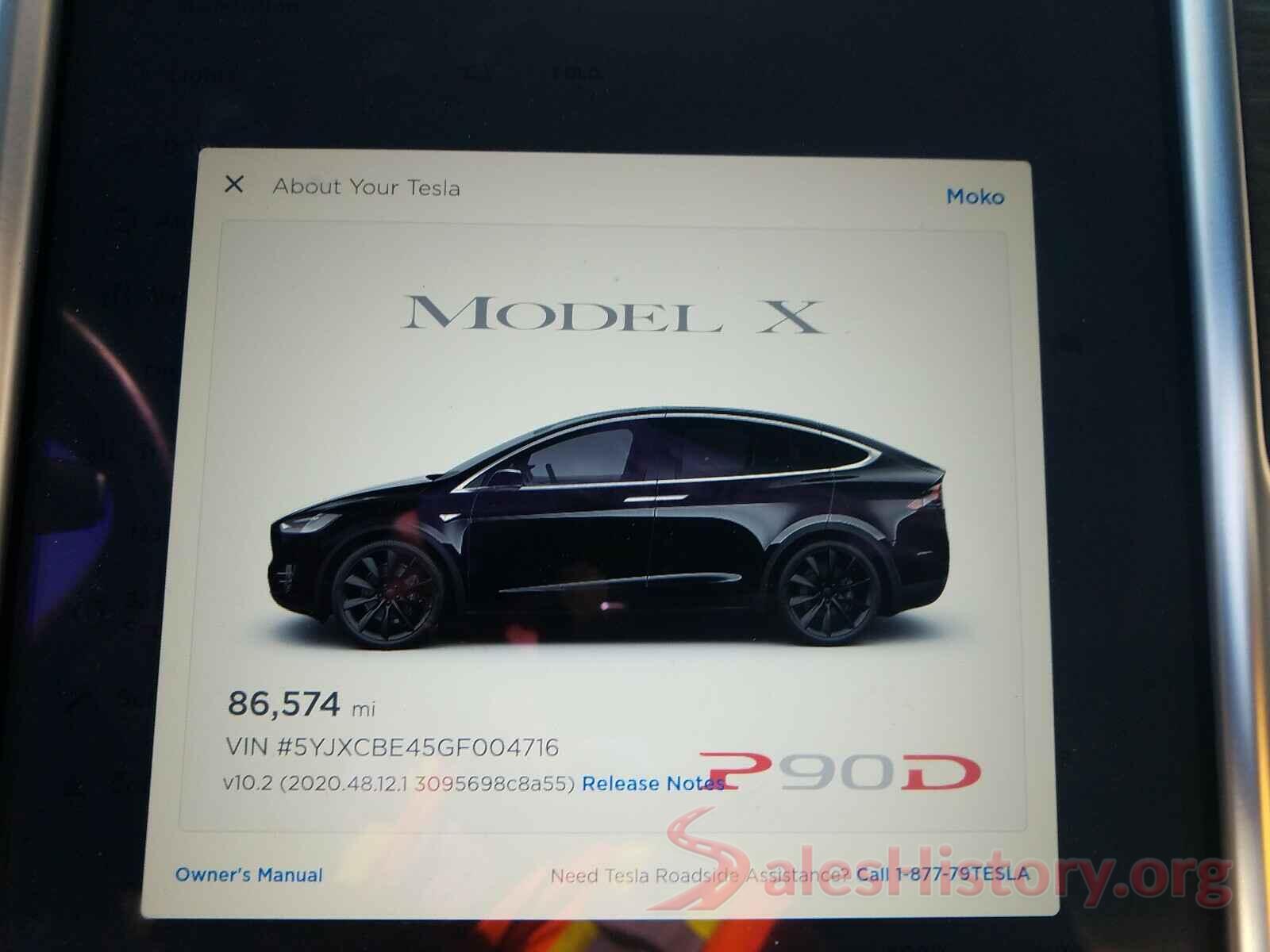 5YJXCBE45GF004716 2016 TESLA MODEL X