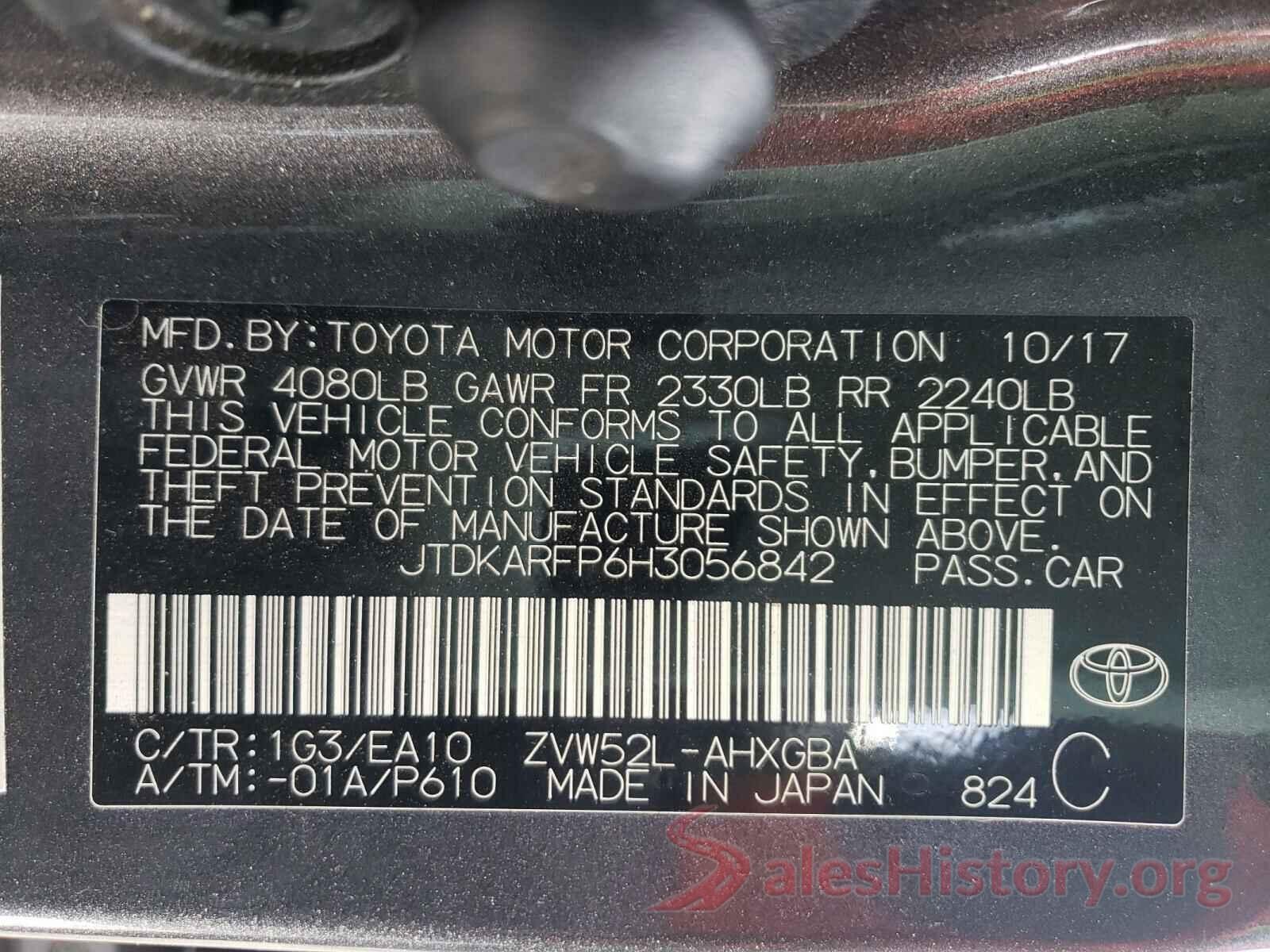 JTDKARFP6H3056842 2017 TOYOTA PRIUS