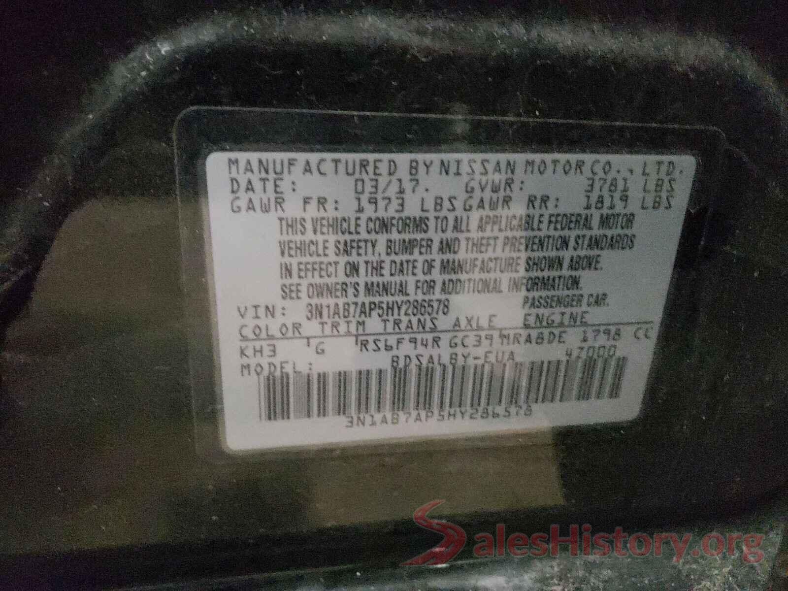 3N1AB7AP5HY286578 2017 NISSAN SENTRA