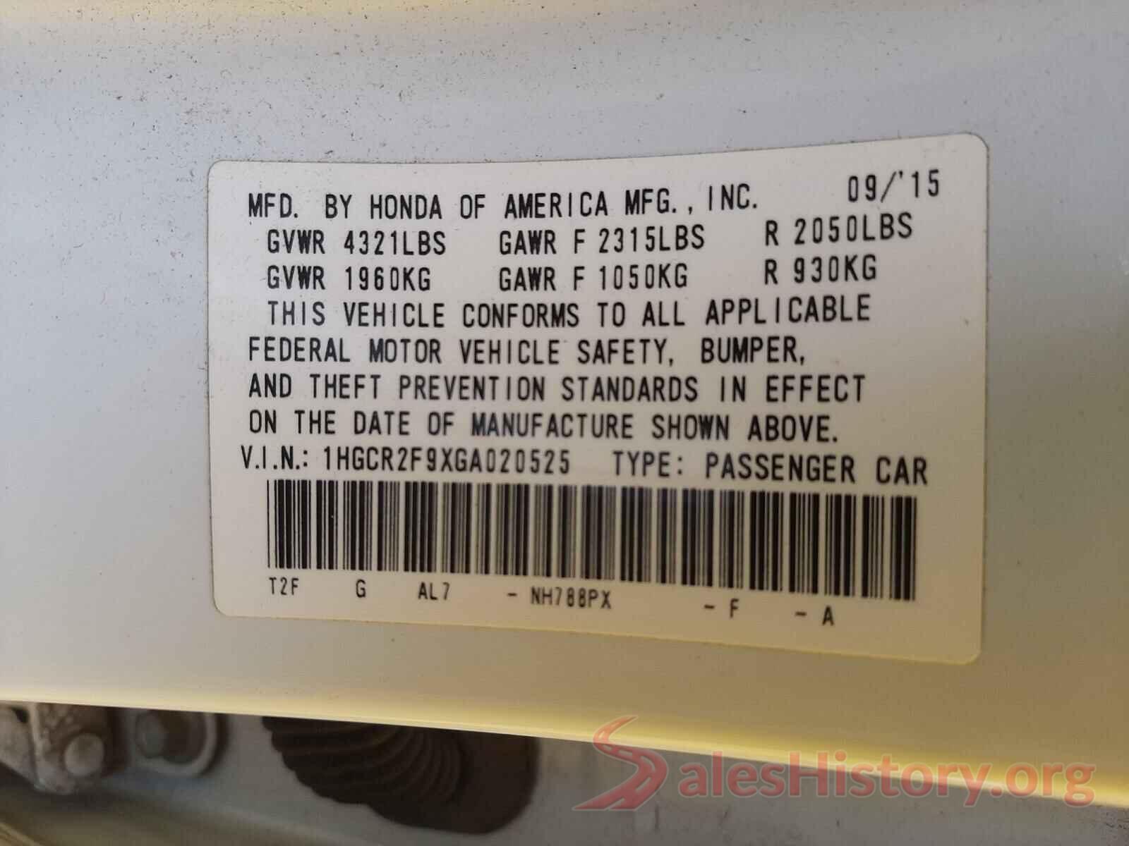 1HGCR2F9XGA020525 2016 HONDA ACCORD