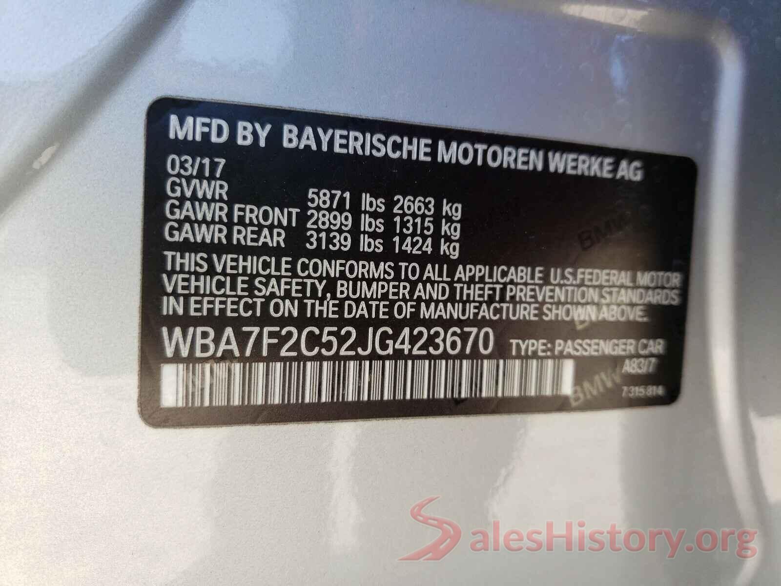 WBA7F2C52JG423670 2018 BMW 7 SERIES