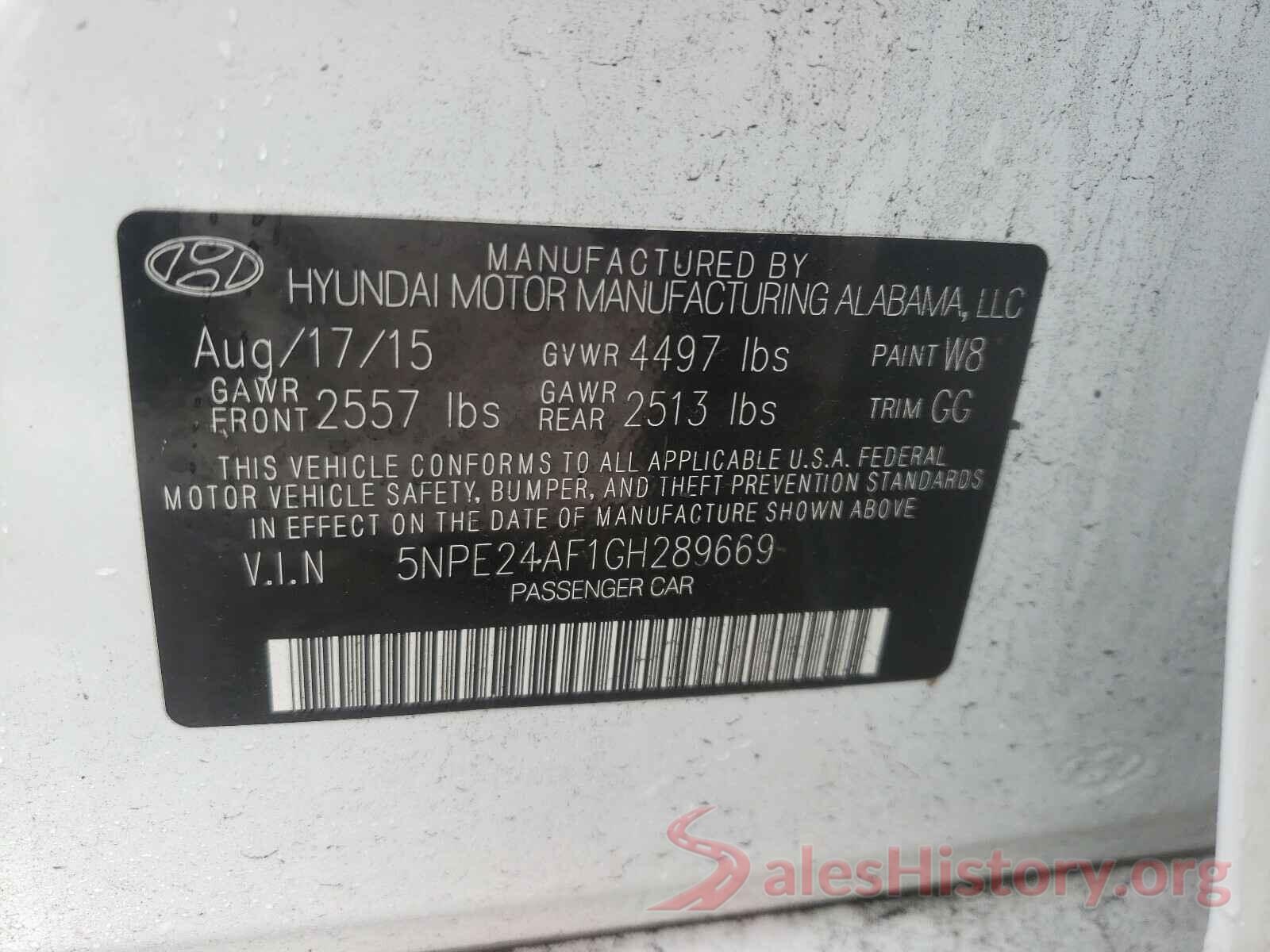 5NPE24AF1GH289669 2016 HYUNDAI SONATA