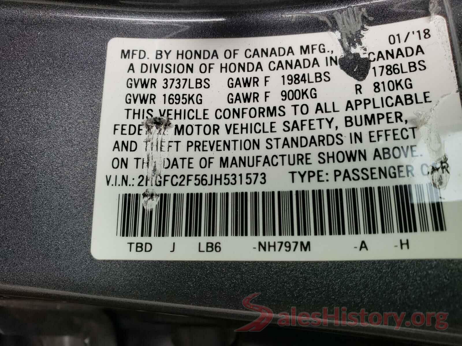 2HGFC2F56JH531573 2018 HONDA CIVIC