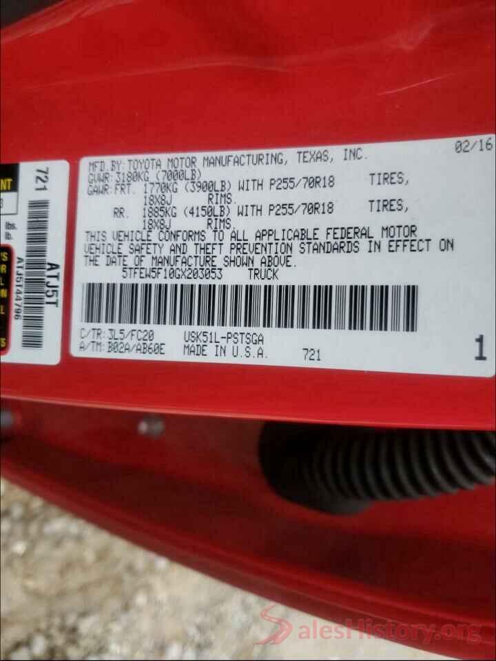 5TFEW5F10GX203053 2016 TOYOTA TUNDRA