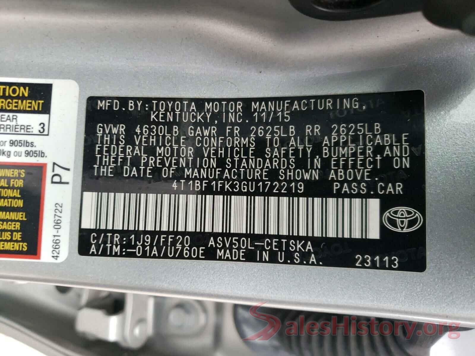 4T1BF1FK3GU172219 2016 TOYOTA CAMRY