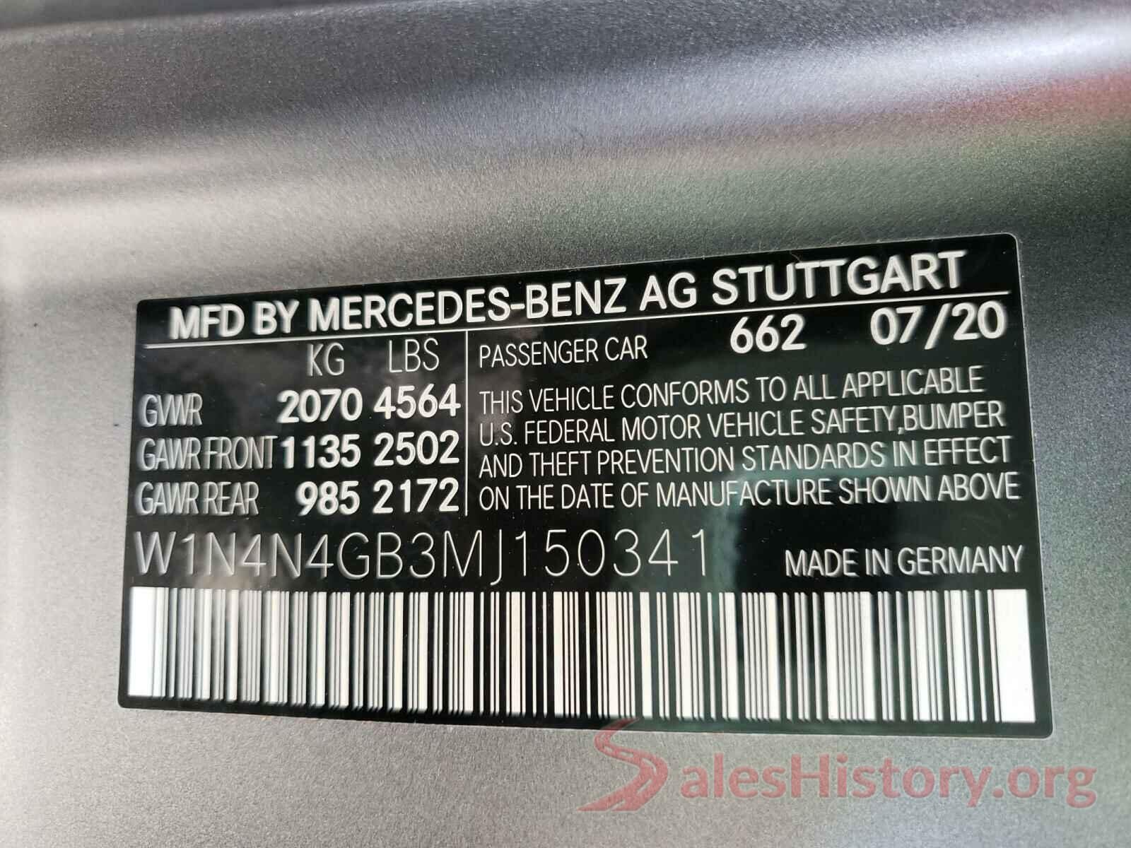 W1N4N4GB3MJ150341 2021 MERCEDES-BENZ G CLASS