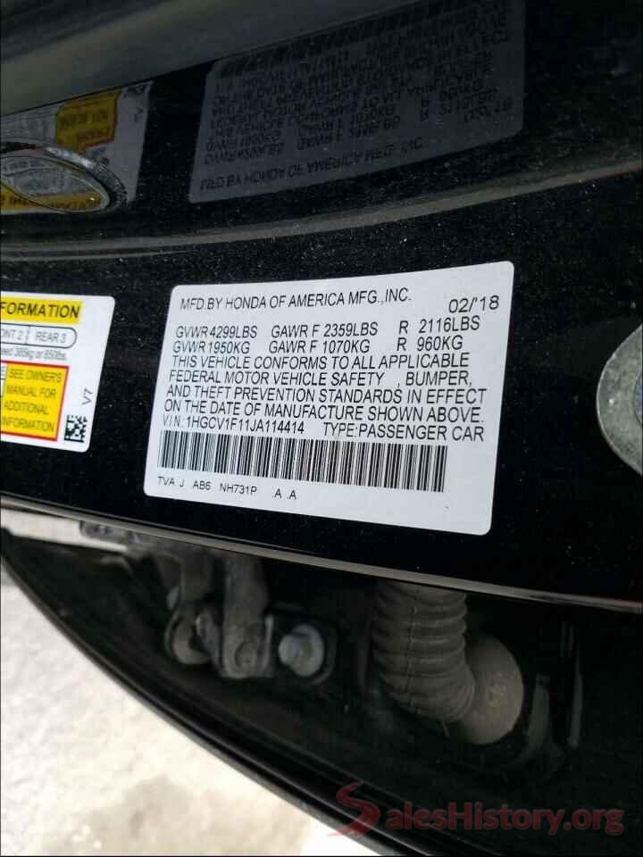 1HGCV1F11JA114414 2018 HONDA ACCORD