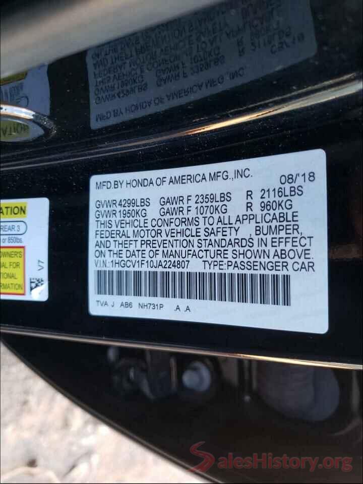 1HGCV1F10JA224807 2018 HONDA ACCORD