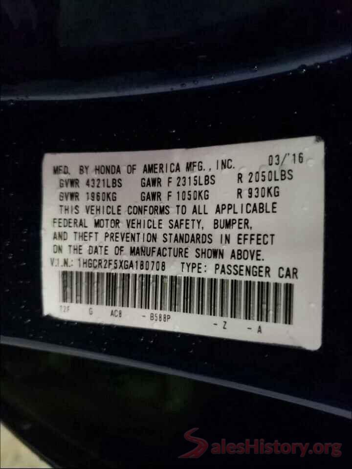 1HGCR2F5XGA180708 2016 HONDA ACCORD