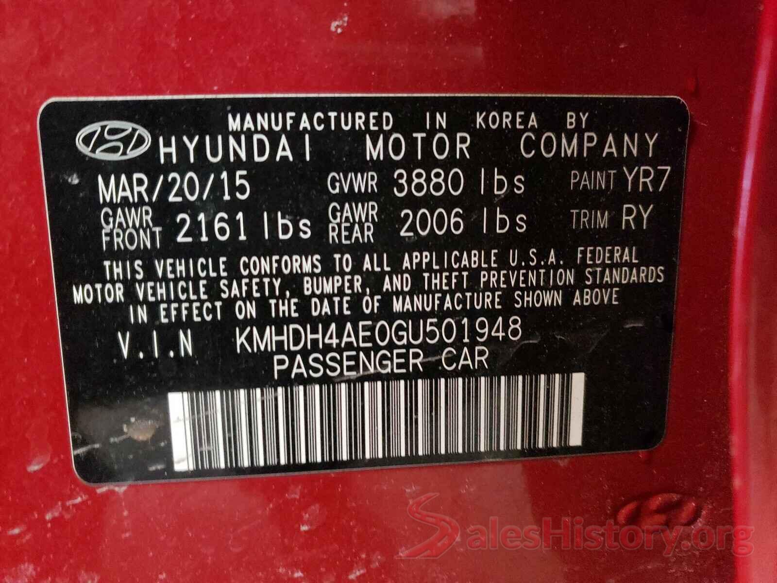 KMHDH4AE0GU501948 2016 HYUNDAI ELANTRA