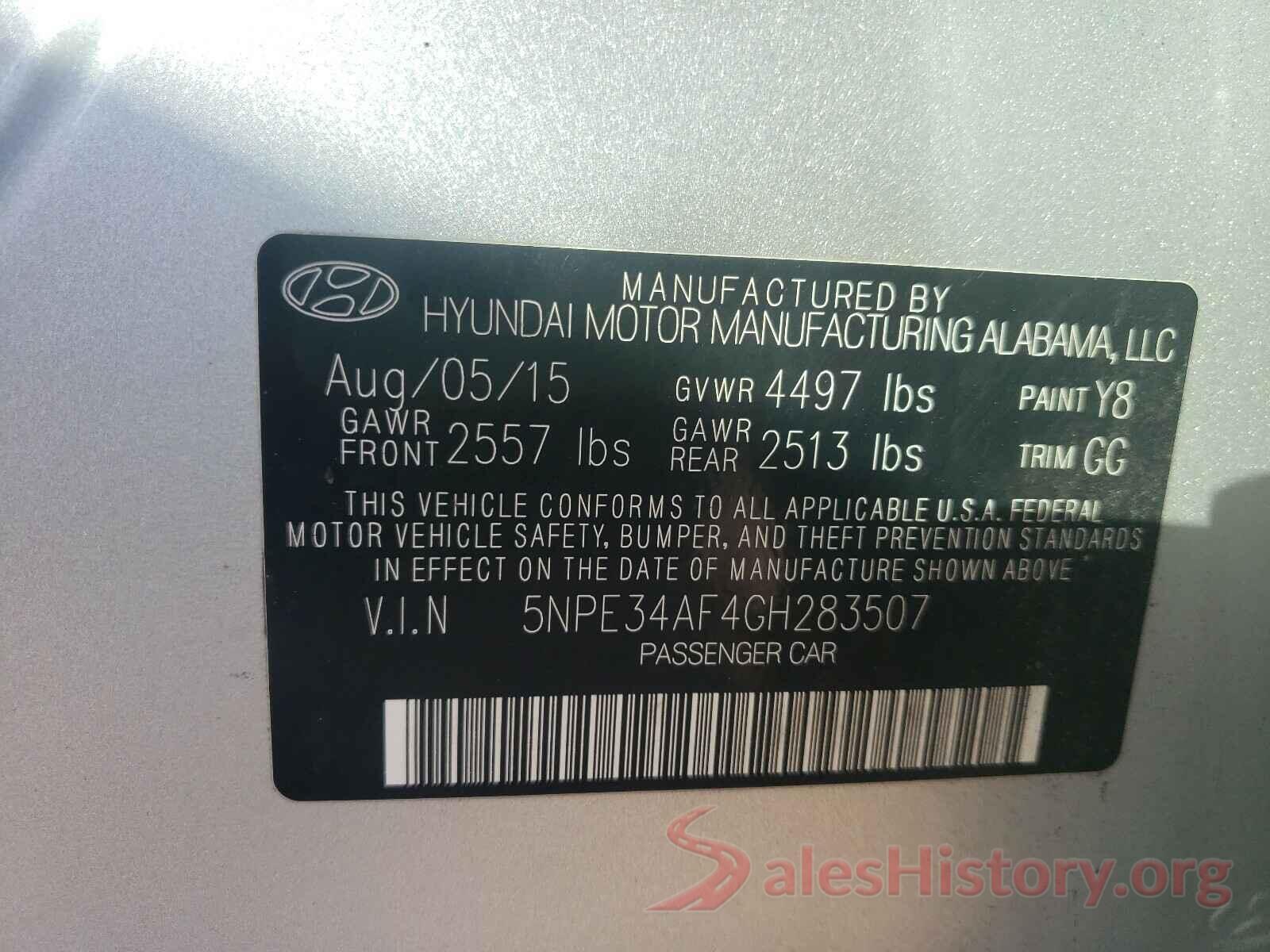 5NPE34AF4GH283507 2016 HYUNDAI SONATA