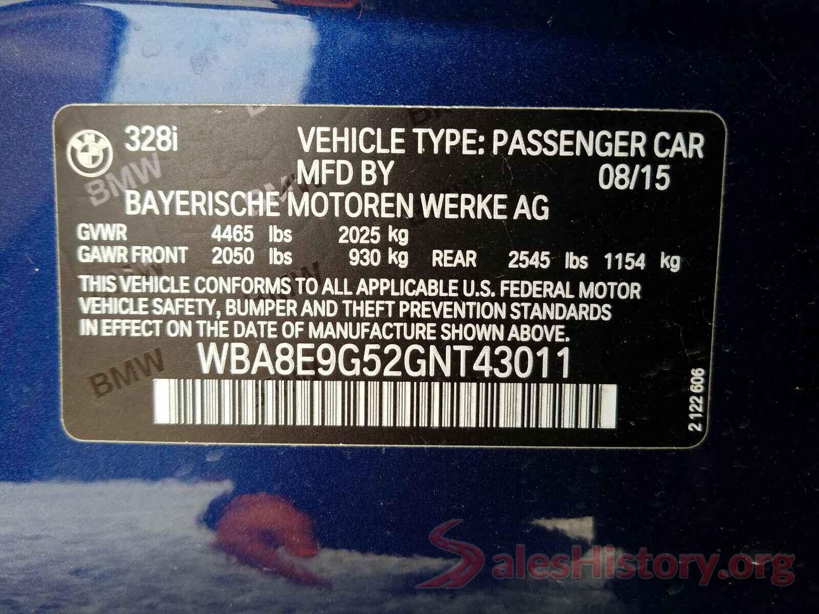 WBA8E9G52GNT43011 2016 BMW 3 SERIES