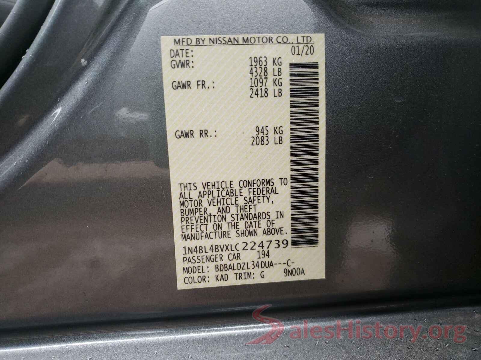 1N4BL4BVXLC224739 2020 NISSAN ALTIMA