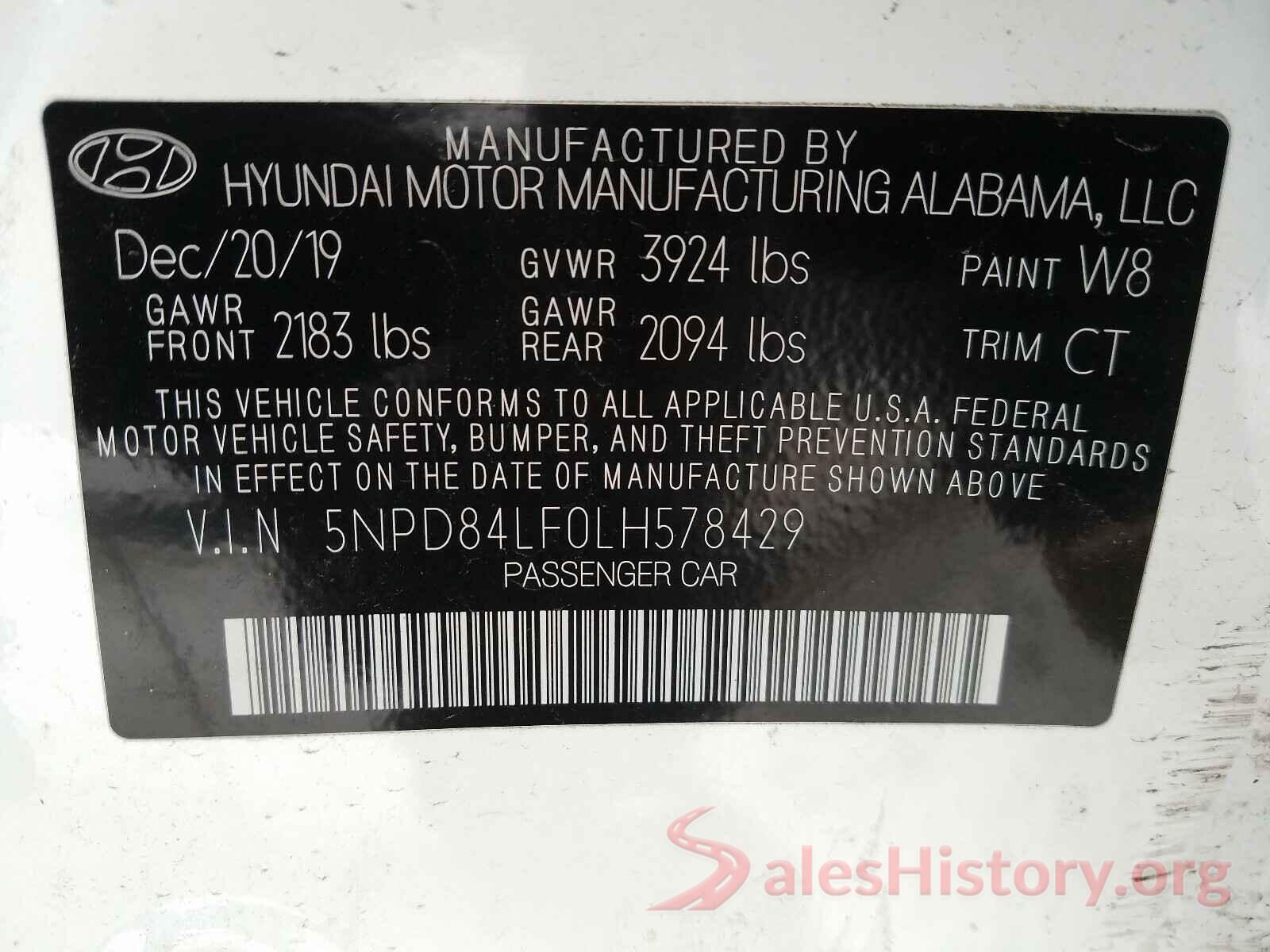 5NPD84LF0LH578429 2020 HYUNDAI ELANTRA