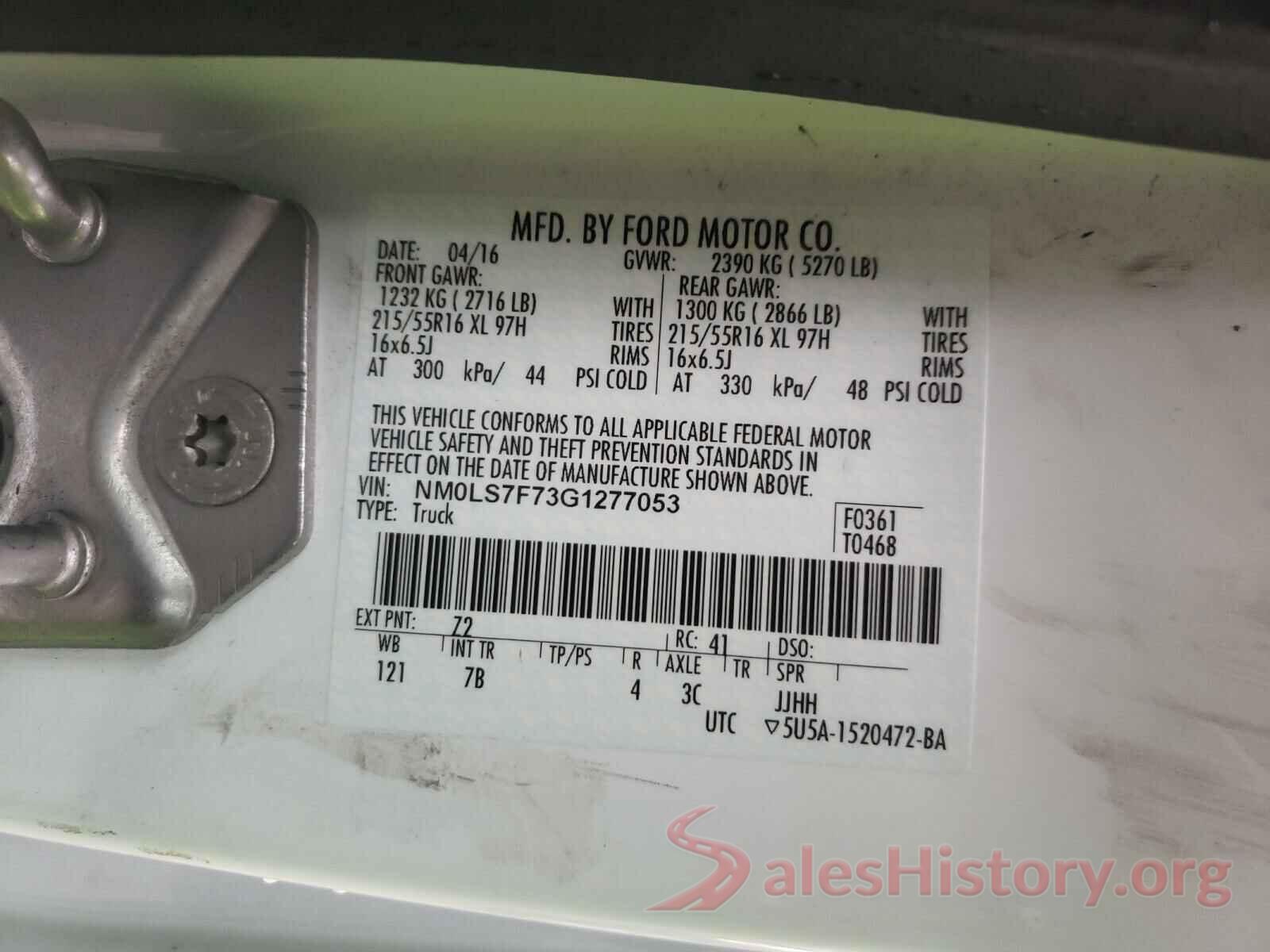 NM0LS7F73G1277053 2016 FORD TRANSIT CO