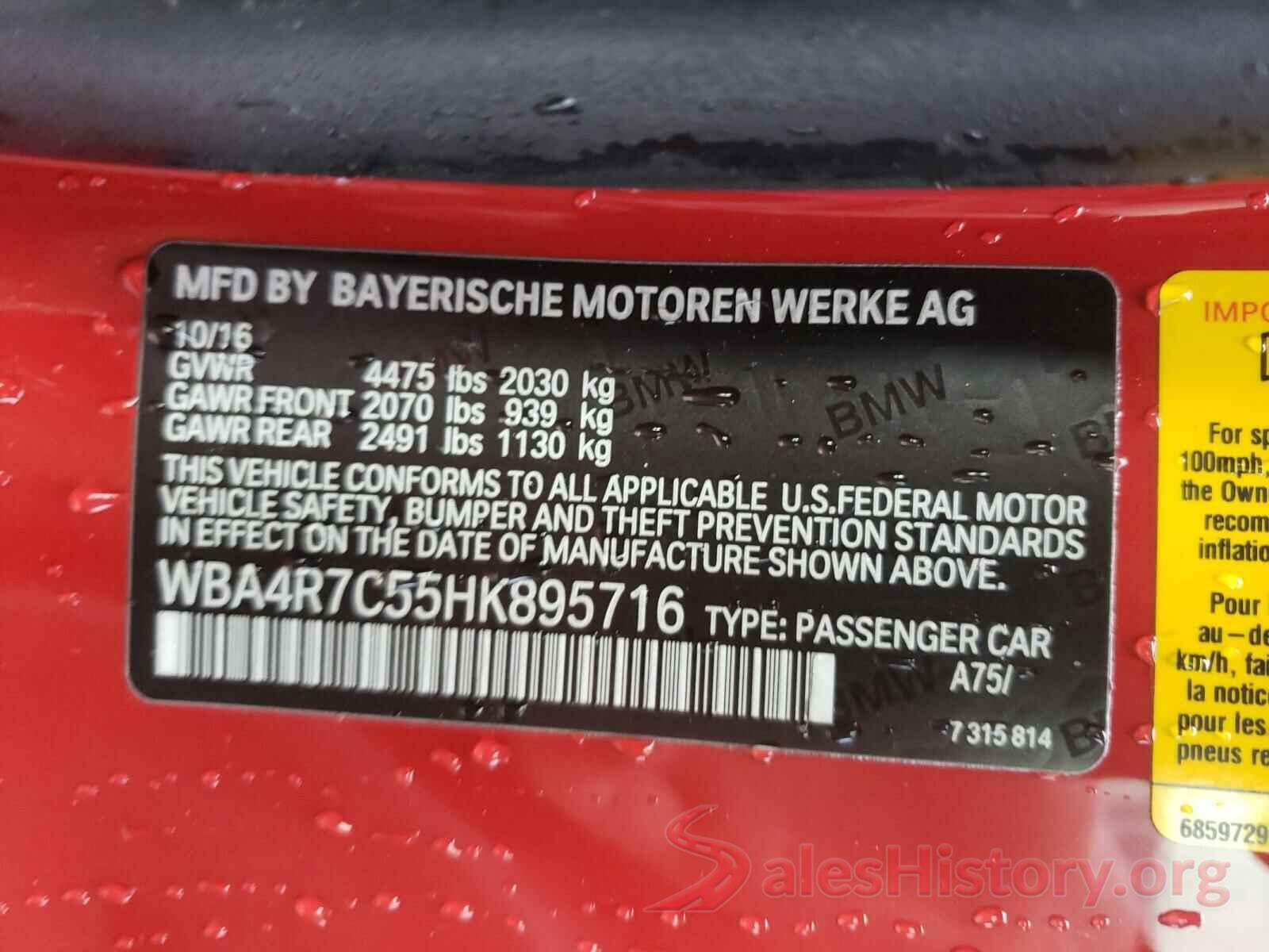 WBA4R7C55HK895716 2017 BMW 4 SERIES