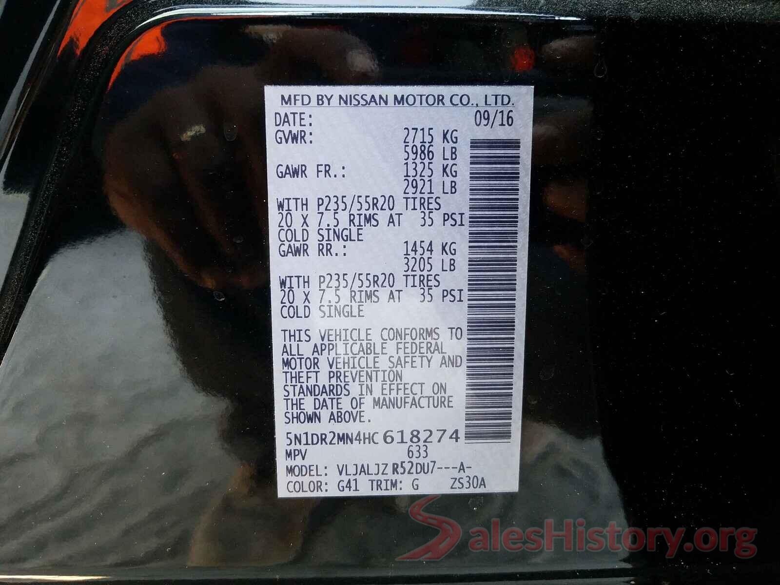 5N1DR2MN4HC618274 2017 NISSAN PATHFINDER