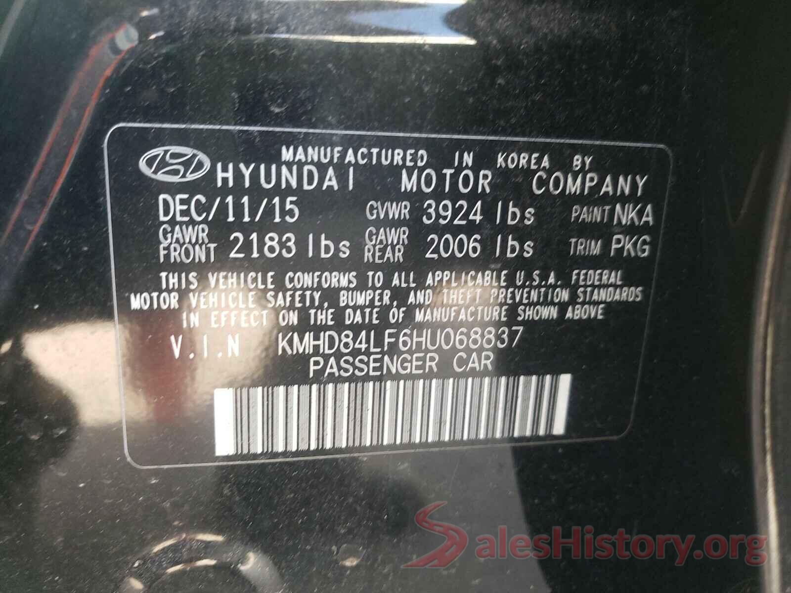 KMHD84LF6HU068837 2017 HYUNDAI ELANTRA