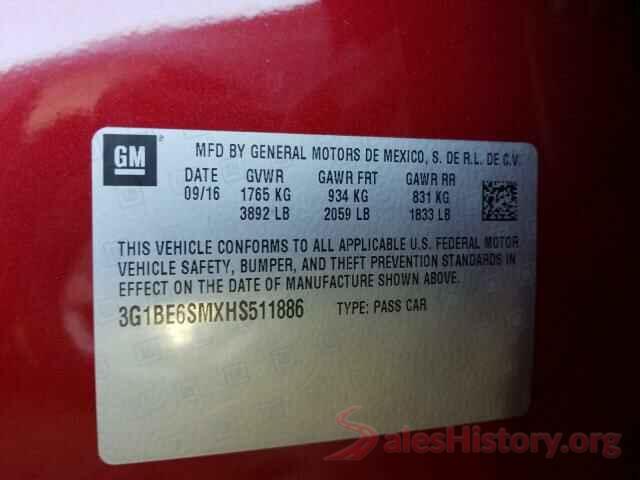 3G1BE6SMXHS511886 2017 CHEVROLET CRUZE