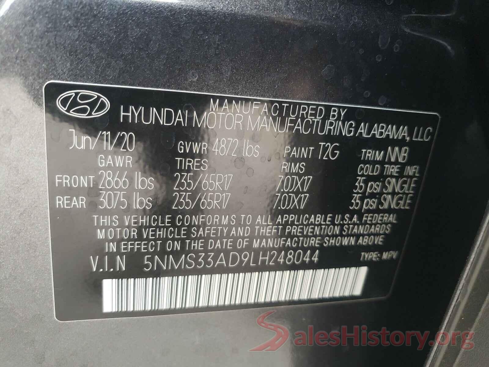 5NMS33AD9LH248044 2020 HYUNDAI SANTA FE