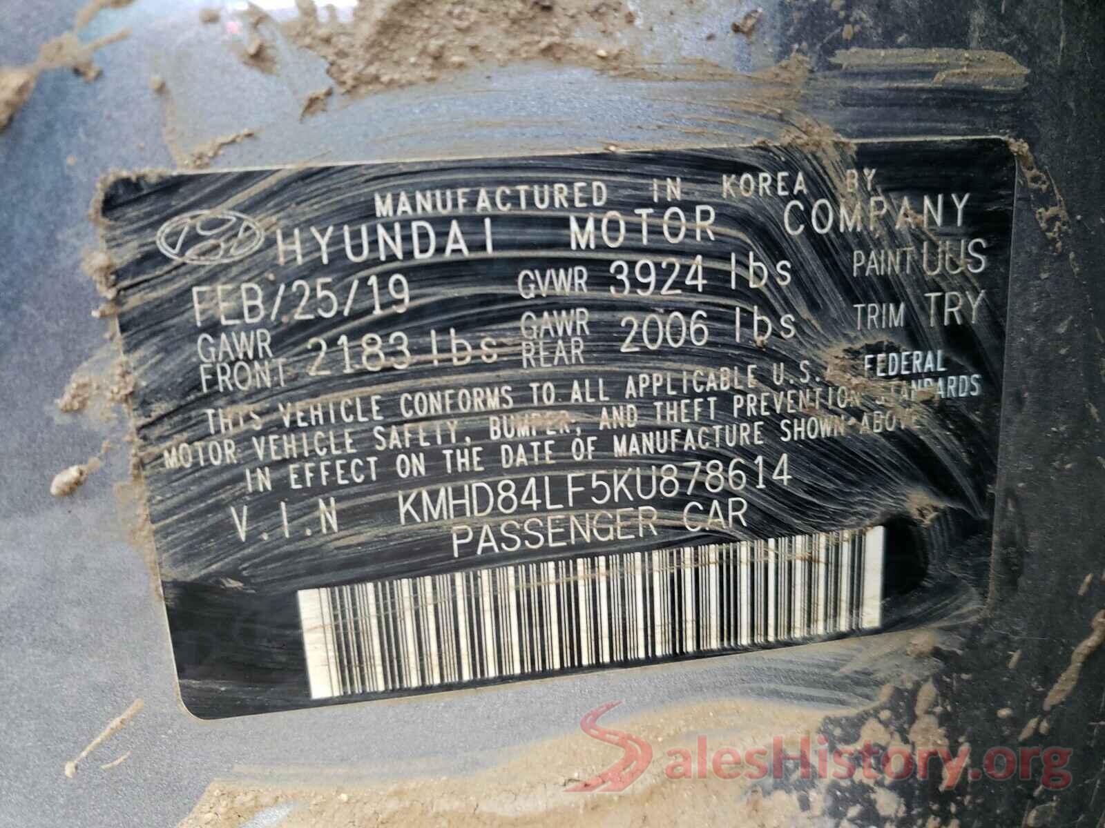 KMHD84LF5KU878614 2019 HYUNDAI ELANTRA