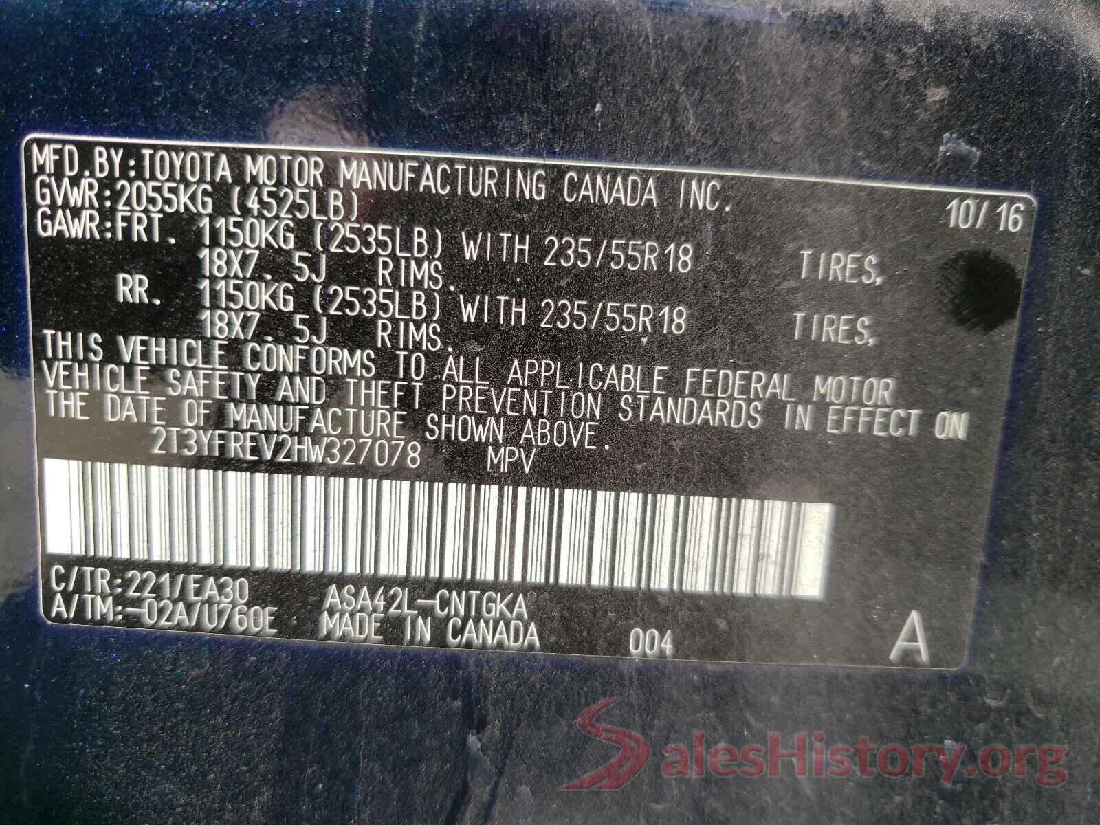 2T3YFREV2HW327078 2017 TOYOTA RAV4