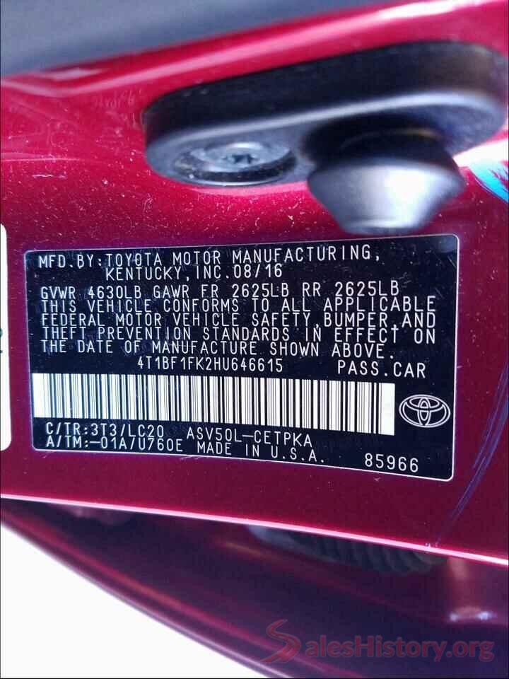 4T1BF1FK2HU646615 2017 TOYOTA CAMRY