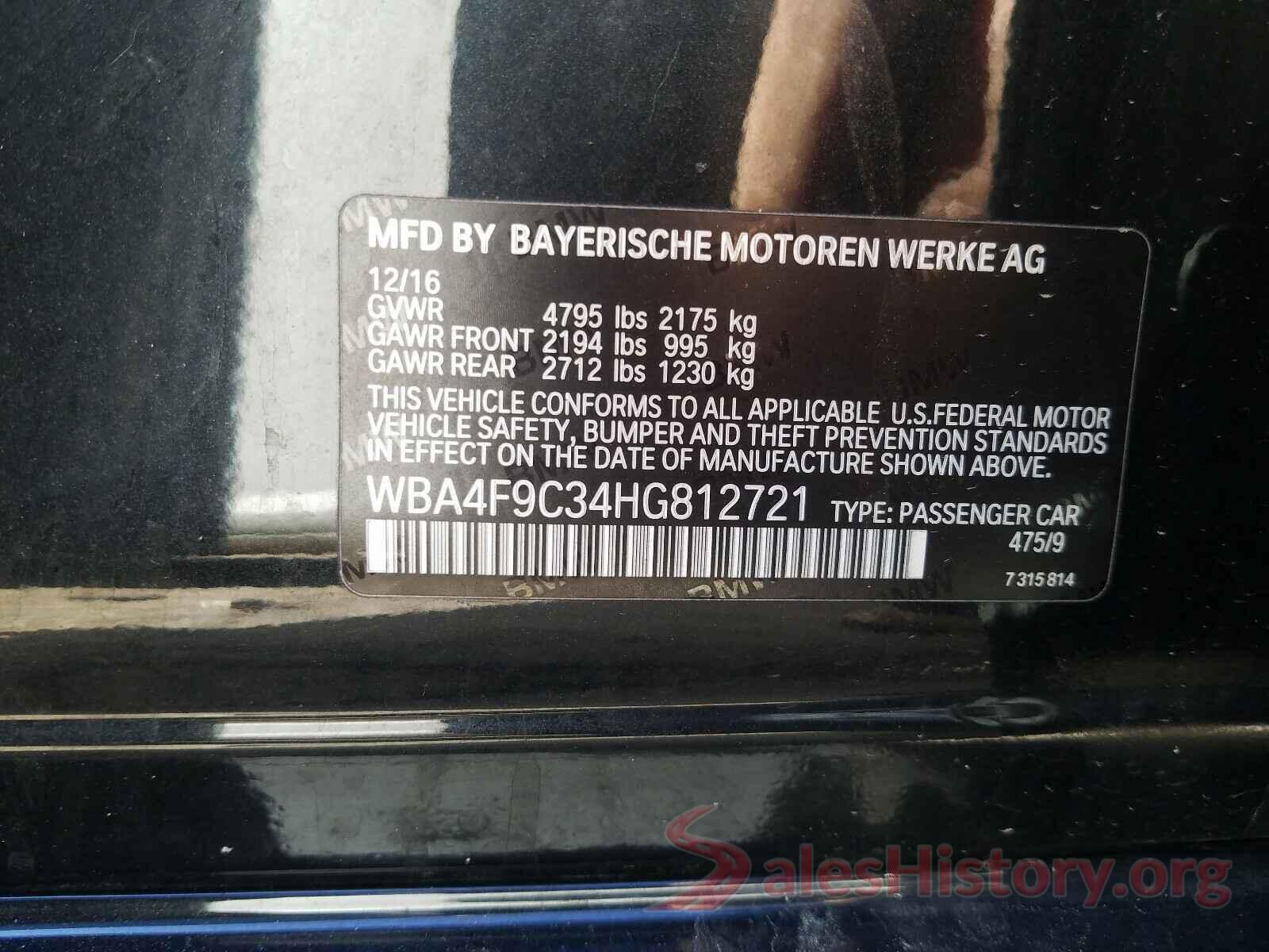 WBA4F9C34HG812721 2017 BMW 4 SERIES