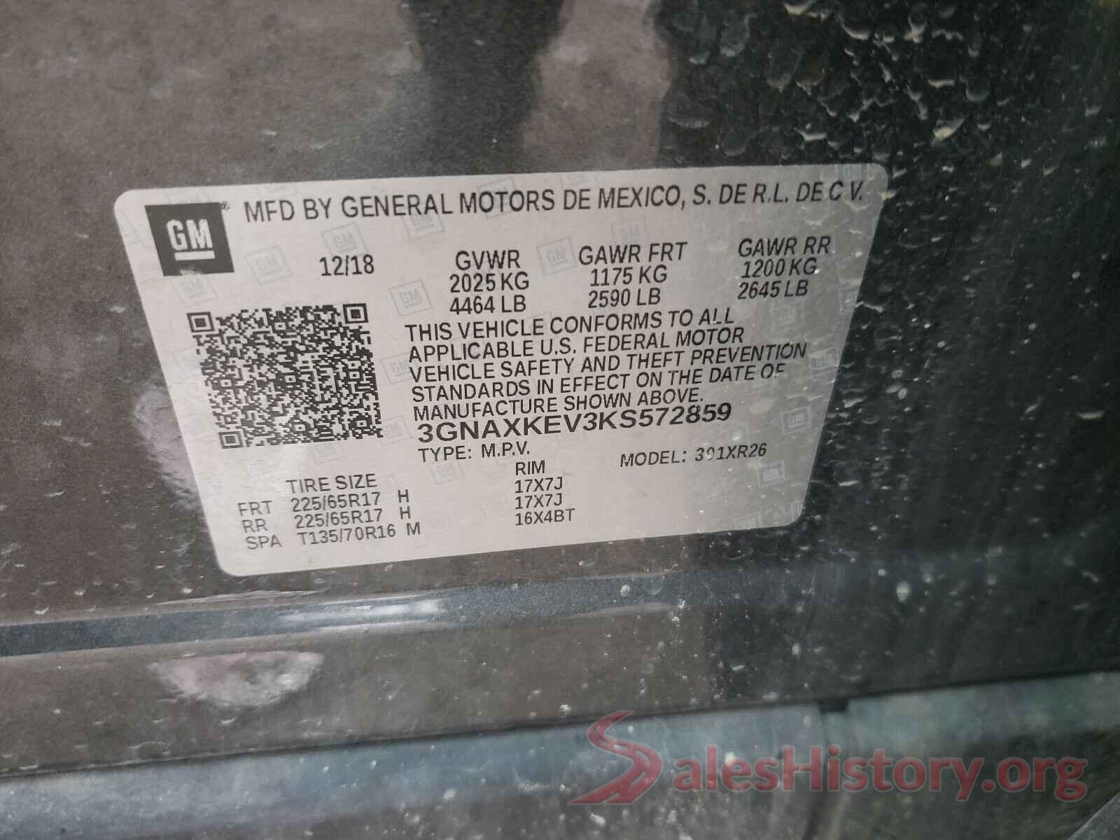 3GNAXKEV3KS572859 2019 CHEVROLET EQUINOX