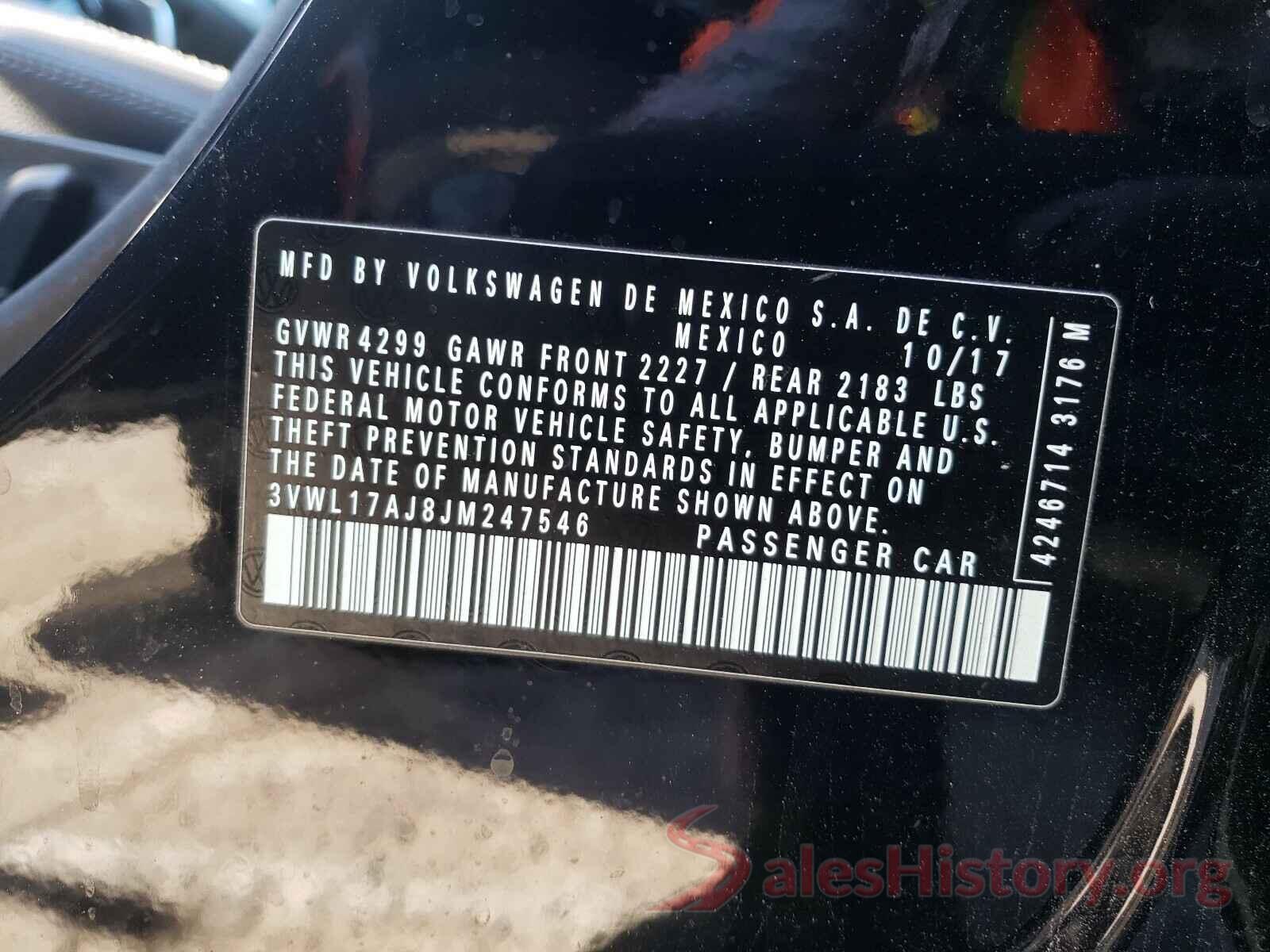 3VWL17AJ8JM247546 2018 VOLKSWAGEN JETTA