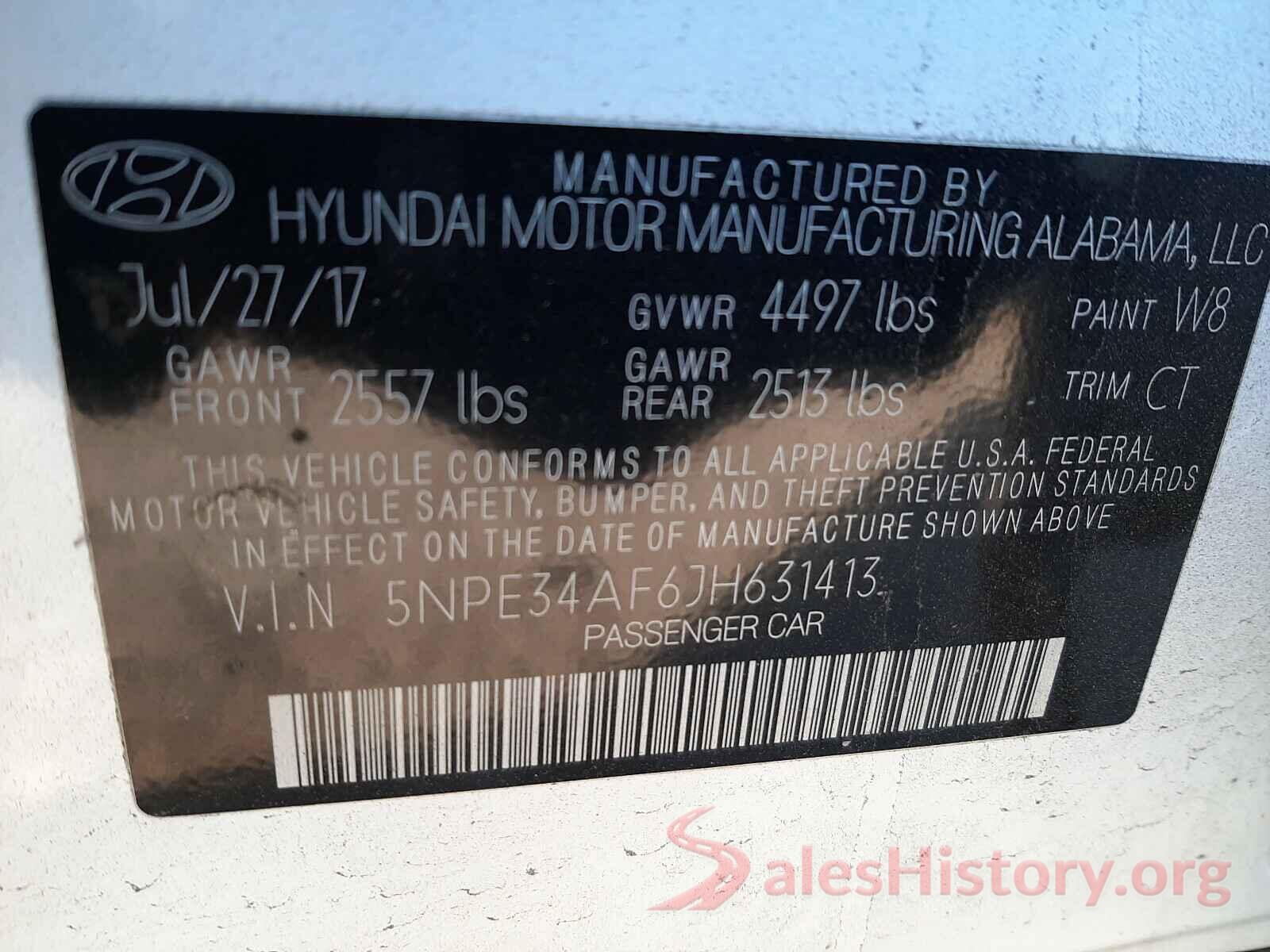 5NPE34AF6JH631413 2018 HYUNDAI SONATA