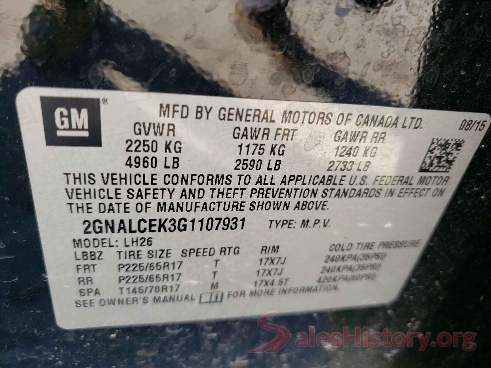 2GNALCEK3G1107931 2016 CHEVROLET EQUINOX