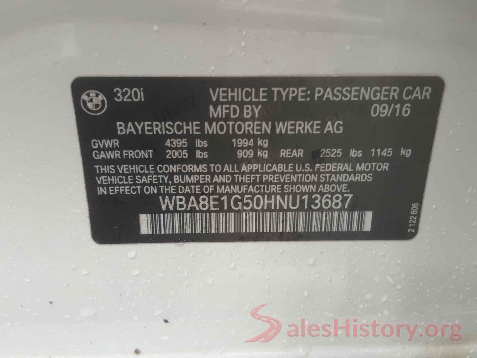 WBA8E1G50HNU13687 2017 BMW 3 SERIES