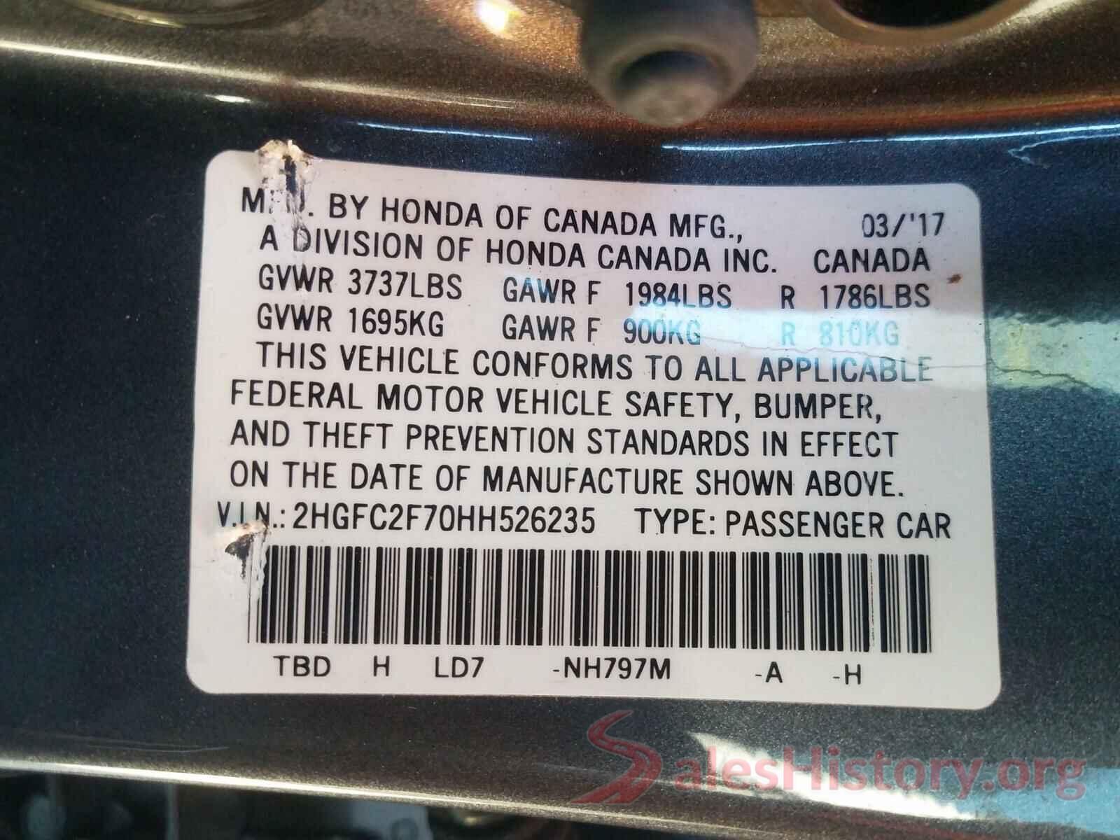 2HGFC2F70HH526235 2017 HONDA CIVIC