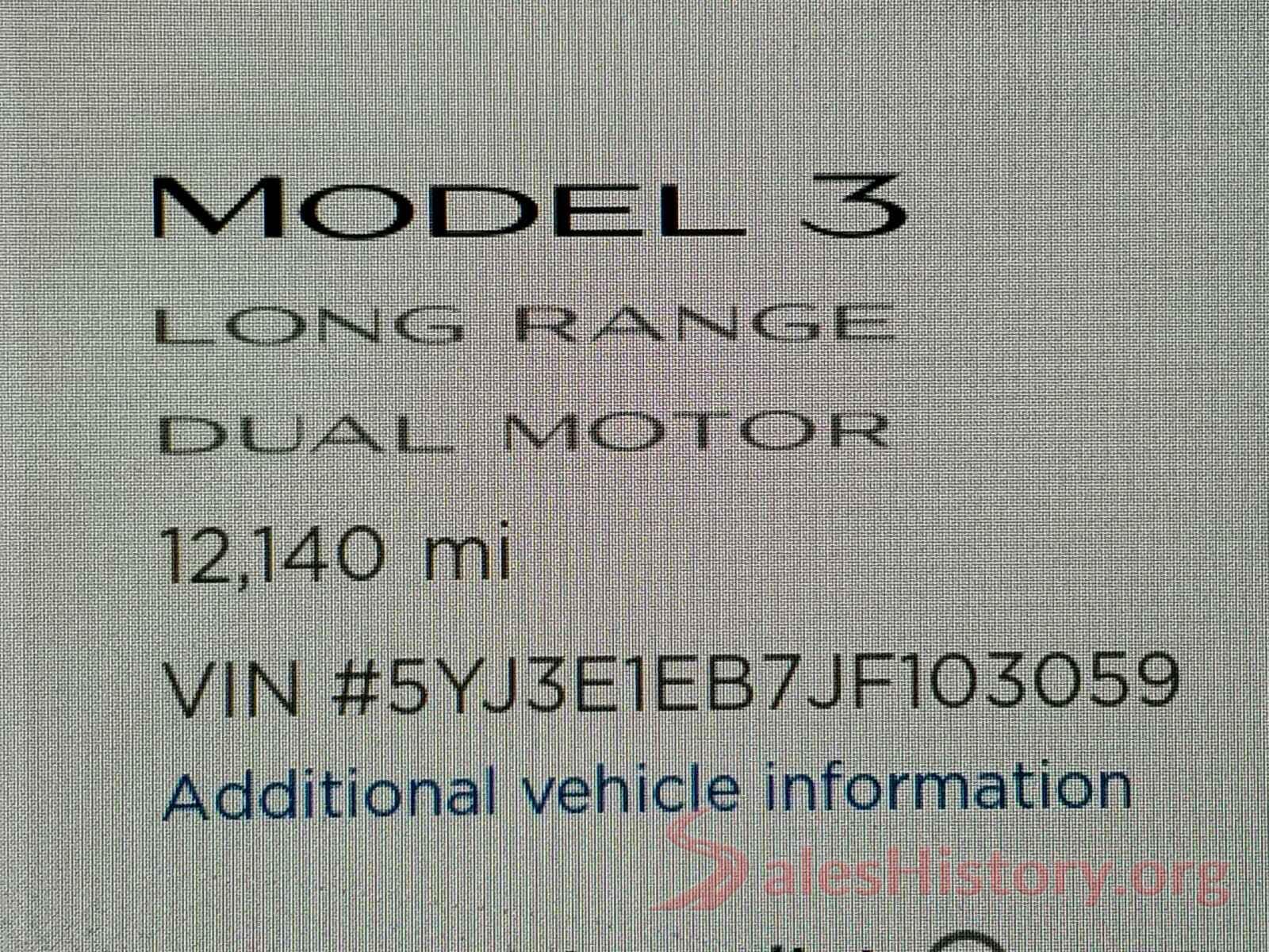 5YJ3E1EB7JF103059 2018 TESLA MODEL 3