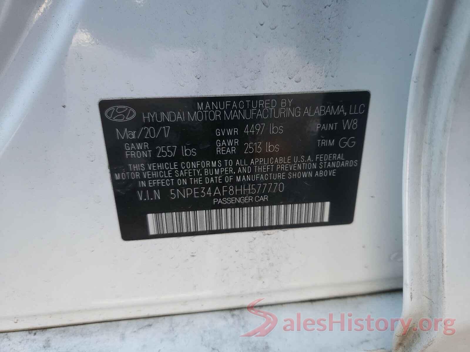 5NPE34AF8HH577770 2017 HYUNDAI SONATA