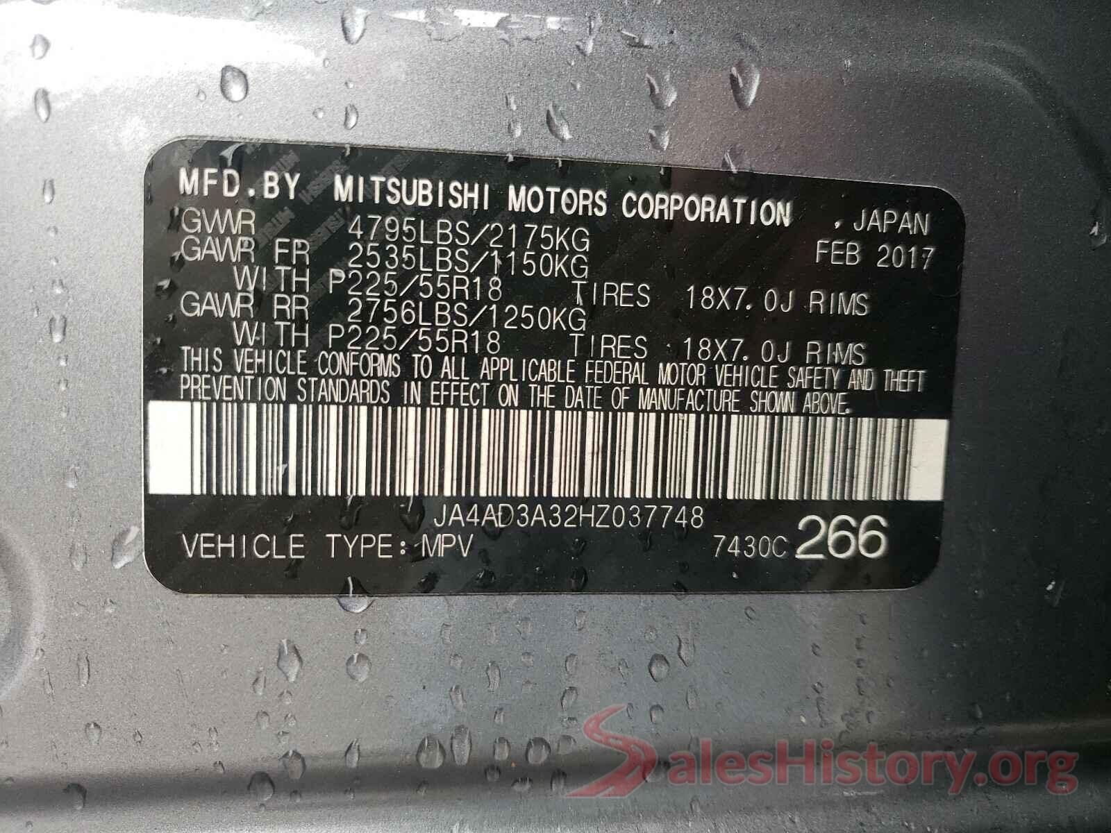 JA4AD3A32HZ037748 2017 MITSUBISHI OUTLANDER