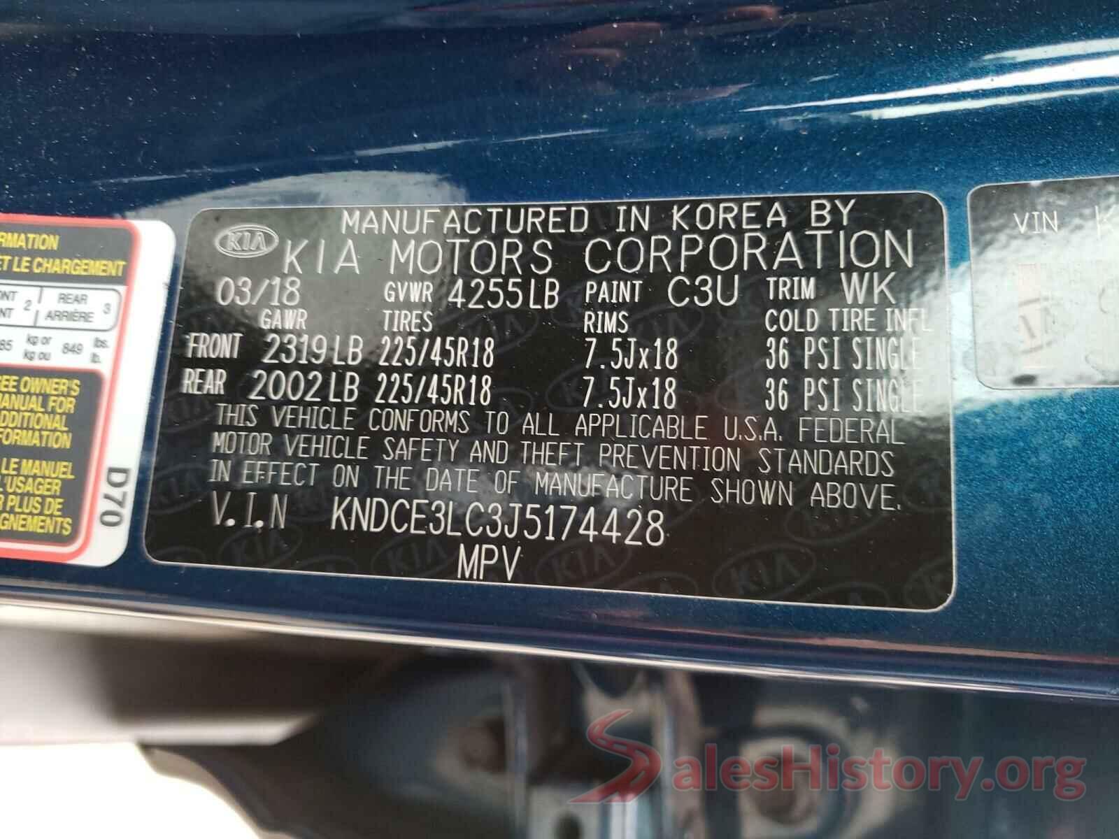 KNDCE3LC3J5174428 2018 KIA NIRO