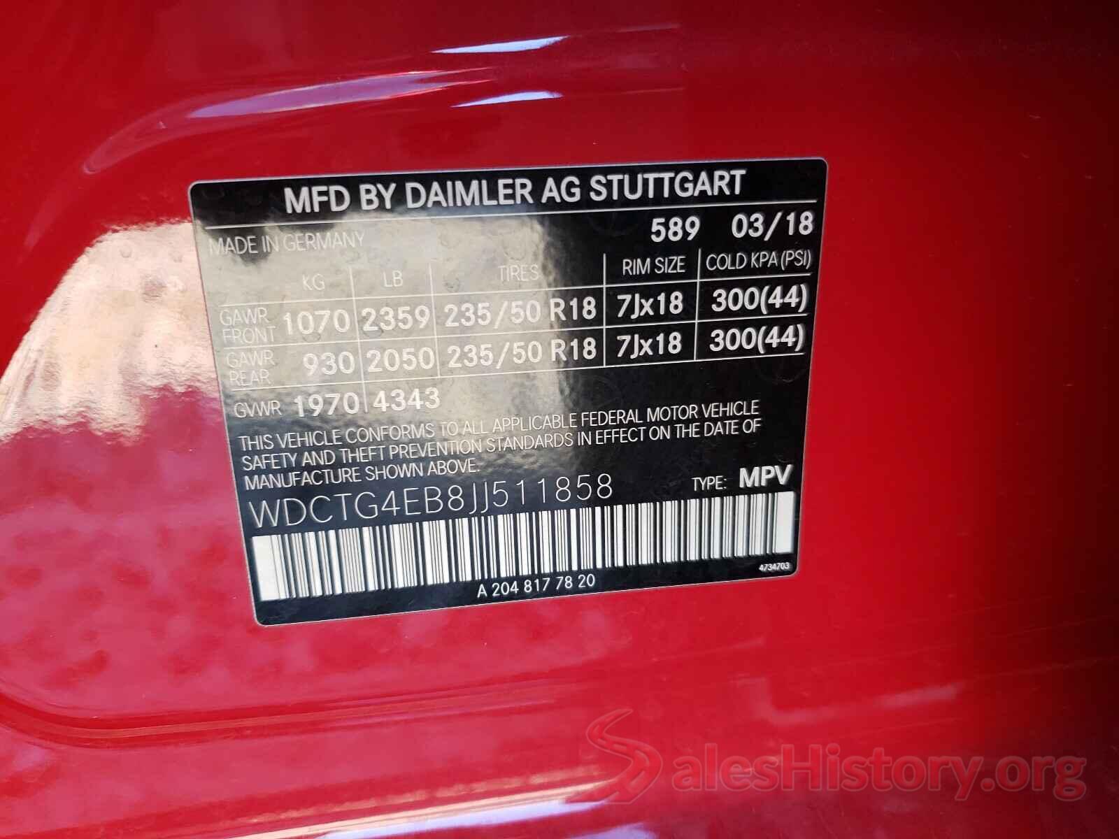 WDCTG4EB8JJ511858 2018 MERCEDES-BENZ G CLASS