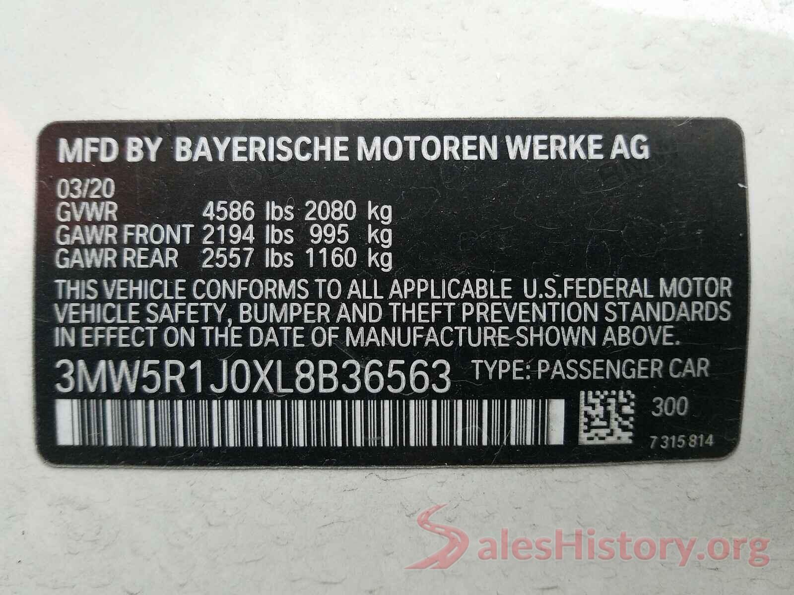 3MW5R1J0XL8B36563 2020 BMW 3 SERIES