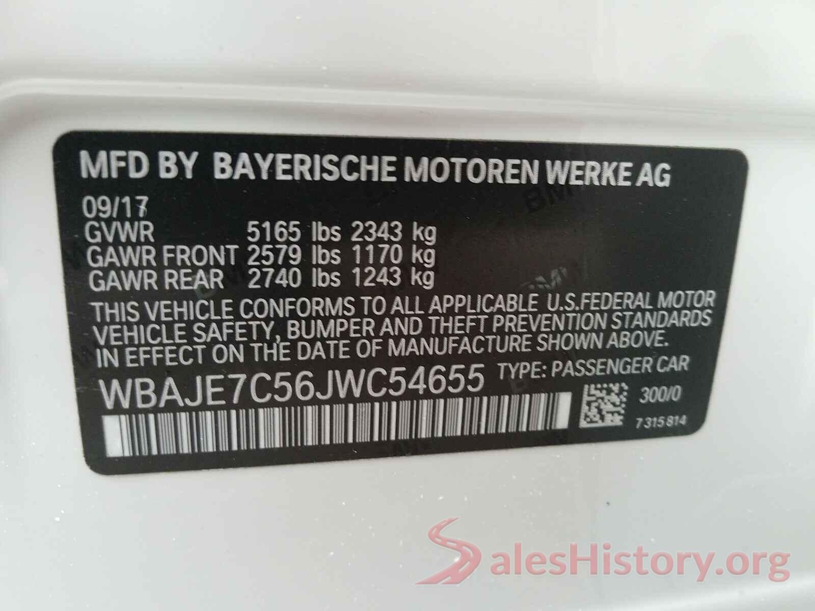 WBAJE7C56JWC54655 2018 BMW 5 SERIES