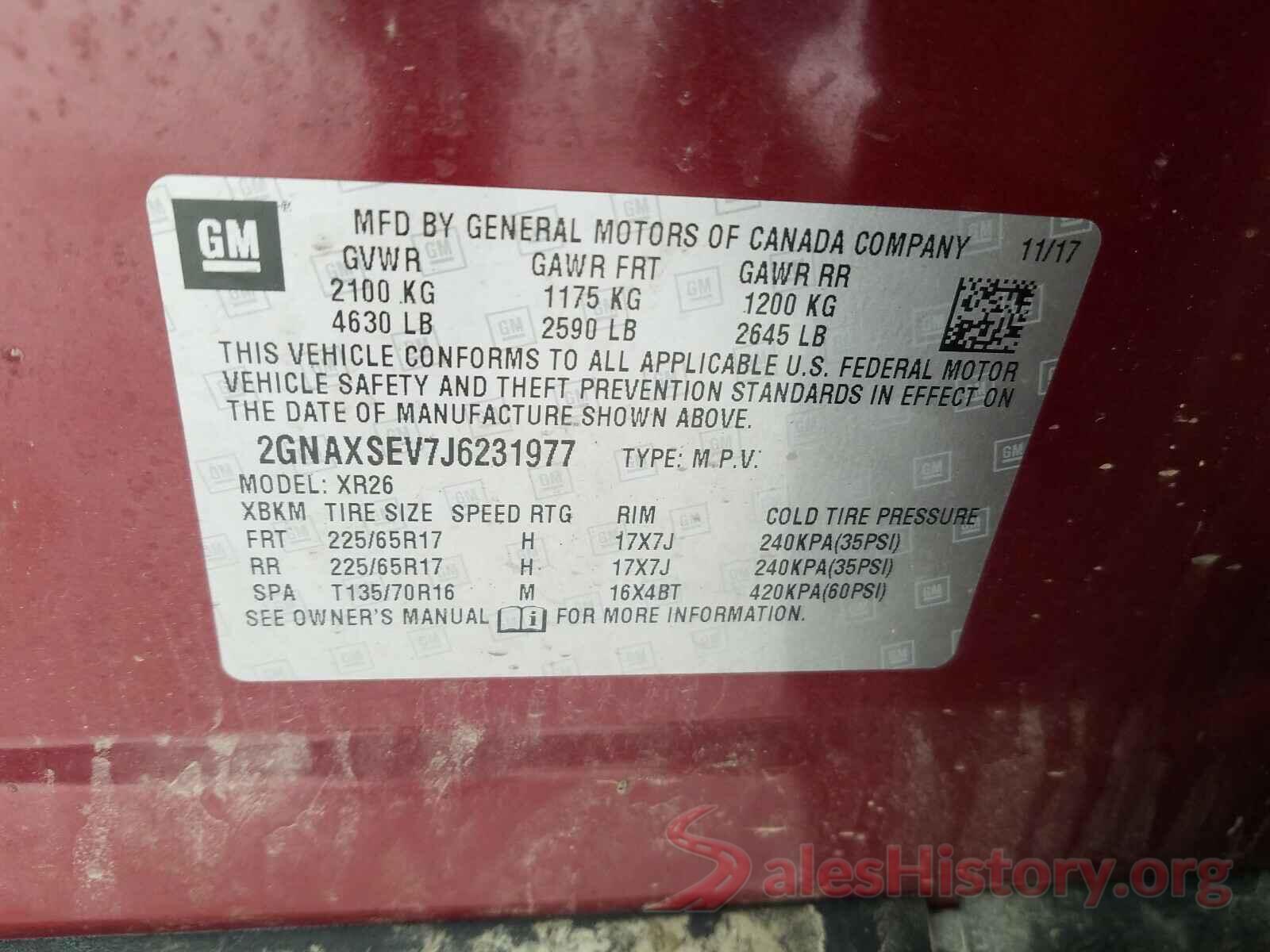 2GNAXSEV7J6231977 2018 CHEVROLET EQUINOX